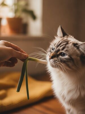 Green onion and cats