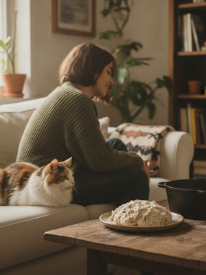 Raw bread dough and cats